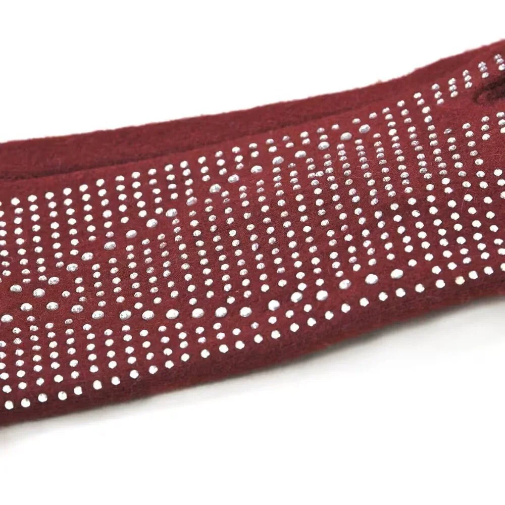 Wine Red 70% Wool and 30% Polyester Gloves with Touch Screen Function